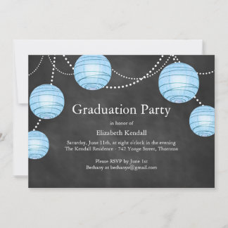 Chalkboard & Blue Lanterns Abschluss Einladung