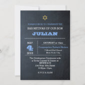 Chalkboard Blue Large Name Bar Mitzvah Einladung (Vorderseite)
