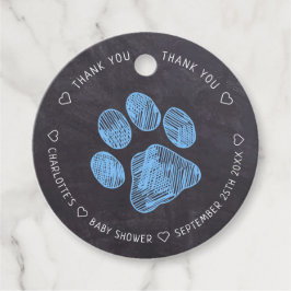 Chalkboard Blue Paw Print Baby Dusche Vielen Dank Geschenkanhänger