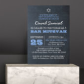 Chalkboard Blue Silver Star von David Bar Mitzvah Einladung
