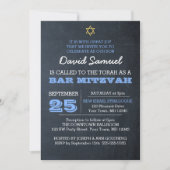 Chalkboard Blue Star von David Bar Mitzvah Einladung (Vorderseite)