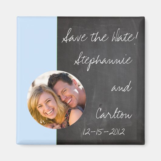 Chalkboard Blue Wedding Magnet (Vorne)