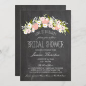 Chalkboard-Blume im Bloom-Brautparty Einladung (Vorne/Hinten)