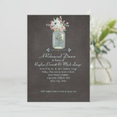 Chalkboard-Blume Rustic Mason Jar Modernes Blumenm Einladung (Stehend Vorderseite)