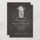 Chalkboard-Blume Rustic Mason Jar Modernes Blumenm Einladung (Vorne/Hinten)