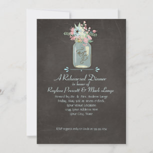 Chalkboard-Blume Rustic Mason Jar Modernes Blumenm Einladung