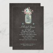Chalkboard-Blume Rustic Mason Jar Modernes Blumenm Einladung (Vorne/Hinten)