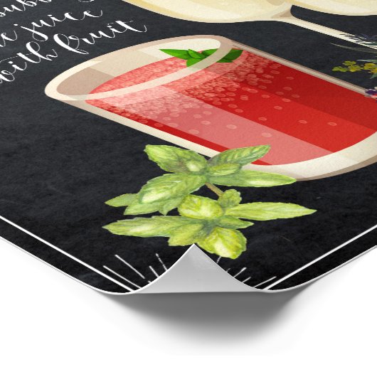 Chalkboard Blumenbeete Mimosa Bar Polterabend Zeic Poster (Ecke)