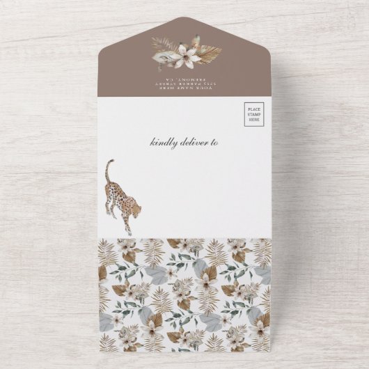 Chalkboard Boho Wild Safari Leopard Babydusche All In One Einladung (Außenbereich)