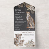 Chalkboard Boho Wild Safari Leopard Babydusche All In One Einladung (Innen Boden)