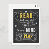 Chalkboard Book Lovers Buch lesen Postkarte (Vorne/Hinten)
