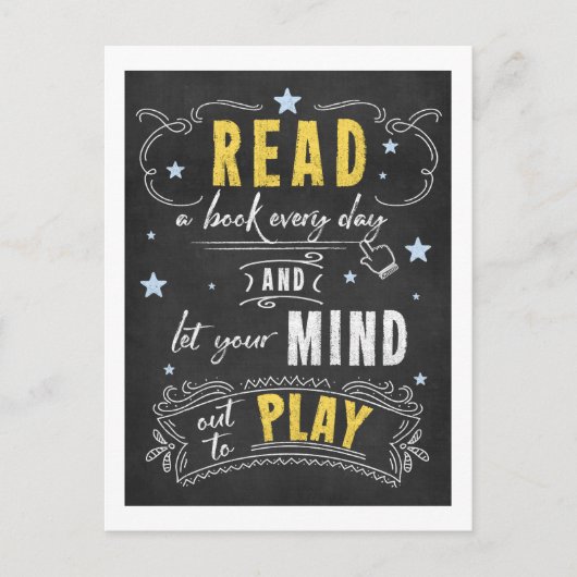Chalkboard Book Lovers Buch lesen Postkarte (Vorderseite)