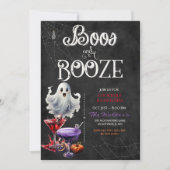 Chalkboard Boos & Booze Halloween Cocktail Party Einladung (Vorderseite)