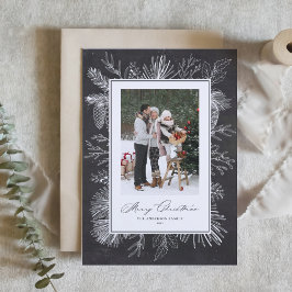 Chalkboard Botanical Frame Merry Christmas Photo Feiertagskarte