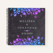 Chalkboard Botanical Lila Blue Wedbook Notizblock (Vorderseite)