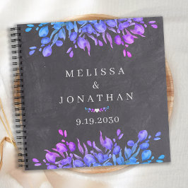 Chalkboard Botanical Lila Blue Wedbook Notizblock