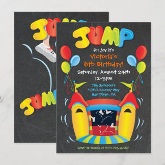 Chalkboard Bounce House Einladung zur Party am Son