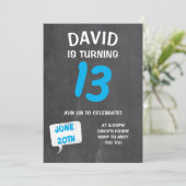 Chalkboard Boy Birthday Einladung (Stehend Vorderseite)