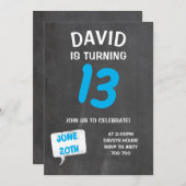 Chalkboard Boy Birthday Einladung (Vorne/Hinten)