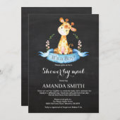 Chalkboard Boy Giraffe Babydusche per Post Einladung (Vorne/Hinten)