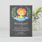 Chalkboard Boy Lion Baby Shower by Mail Einladung (Stehend Vorderseite)