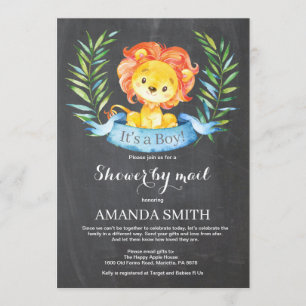 Chalkboard Boy Lion Baby Shower by Mail Einladung