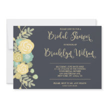 Chalkboard-Brautparty lädt zu gelben Blumen ein