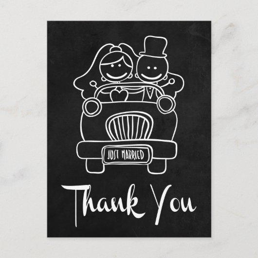 Chalkboard Bride & Groom Vielen Dank für Ihre Schw Postkarte (Vorderseite)