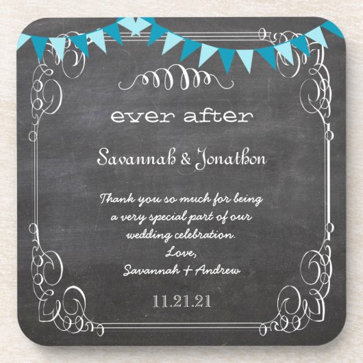 Chalkboard Bride & Groom Wedding Untersetzer (Vorderseite)