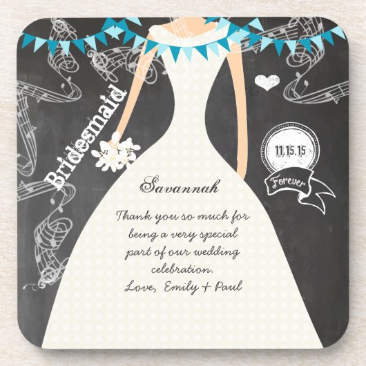 Chalkboard Bride & Groom Wedding Untersetzer (Vorderseite)