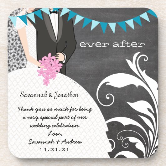 Chalkboard Bride & Groom Wedding Untersetzer (Vorderseite)