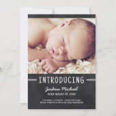 Chalkboard-Briefing 1 Foto Geburtsankündigung Ankündigung (Vorderseite)