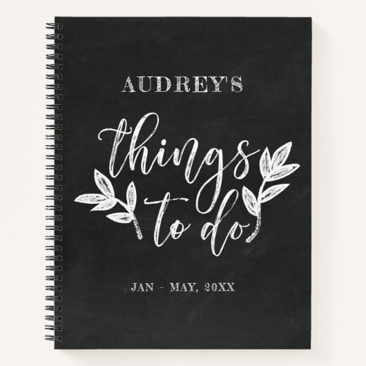 Chalkboard & Brush-Script-Dinge für Notebooks Notizblock (Vorderseite)