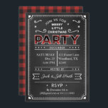 Chalkboard & Buffalo Kariertes Weihnachtsfest Part Einladung<br><div class="desc">Ein Kreideboden vorne mit klassischem rotem Büffel,  der auf der Rückseite kariert ist,  kann nicht gemütlicher werden! Einfach mit Ihren Party-Informationen personalisieren.</div>