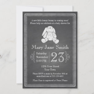 Chalkboard Bunny Baby Dusche Einladung