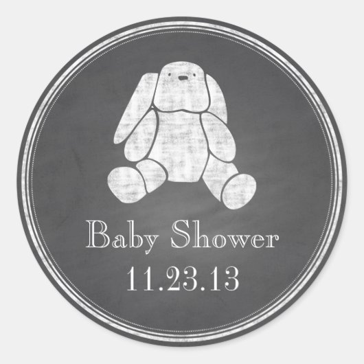 Chalkboard Bunny Runder Aufkleber (Vorderseite)