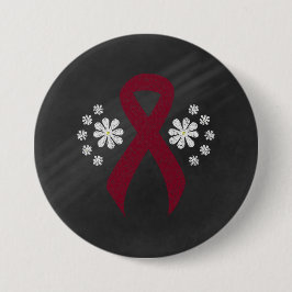 Chalkboard Burgundy Awareness Ribbon Button