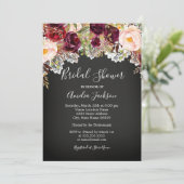 Chalkboard Burgundy Floral Lace Brautparty Einladung (Stehend Vorderseite)