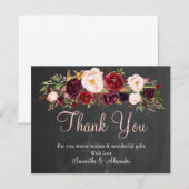 Chalkboard Burgundy Marsala Blume Danke Karte (Vorne/Hinten)