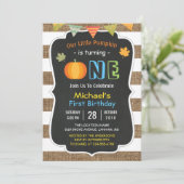 Chalkboard Burlap Niedlich Pumpkin Baby Erstgeburt Einladung (Stehend Vorderseite)