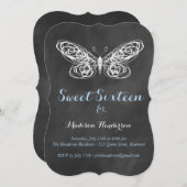 Chalkboard Butterfly 16 . Geburtstag Einladung (Vorne/Hinten)