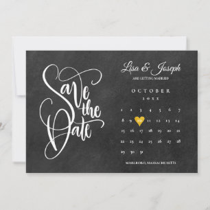 Chalkboard Calendar Gold Liebe Herz Save The Date