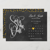 Chalkboard Calendar Gold Liebe Herz Save The Date (Vorne/Hinten)