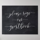Chalkboard Calligraphy Wedding Sign Unser Gästebuc Poster (Vorne)