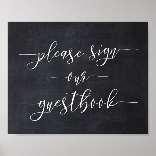 Chalkboard Calligraphy Wedding Sign Unser Gästebuc Poster (Vorne)
