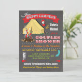 Chalkboard Camping Paare Dusche Einladungen (Stehend Vorderseite)