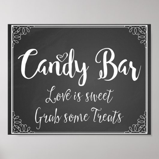 Chalkboard Candy Bar wedding oder Party Print Poster (Vorne)