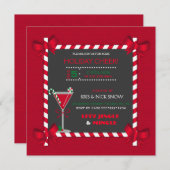 Chalkboard Candy Cane Frame Cocktail Party Einladung (Vorne/Hinten)