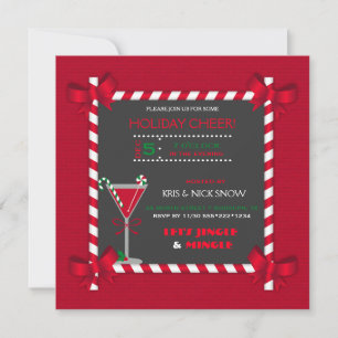 Chalkboard Candy Cane Frame Cocktail Party Einladung