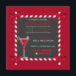Chalkboard Candy Cane Frame Cocktail Party Einladung<br><div class="desc">Die gerahmte Tafel mit Candy Cane ist mit Eckenbogen und Martini-Cocktails auf rotem Ziegelboden ausgelegt.</div>